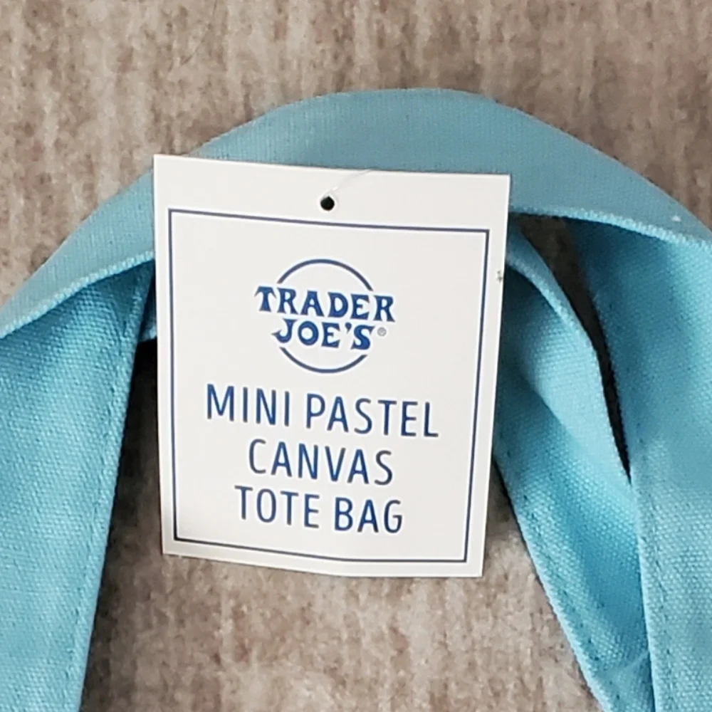 Limited Edition Trader Joe's Pastel Canvas Mini Tote Bag - Picture 2 of 3